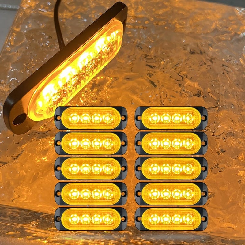 ALLLLC 10pcs 12-24V Long-distance warning Led Trailer Light,Amber Red White LED Stop Turn Tail License Brake Running Light Lamp for Trailers Boat Trailer Truck Marine Camper RV Snowmobile (Amber) - Image 1